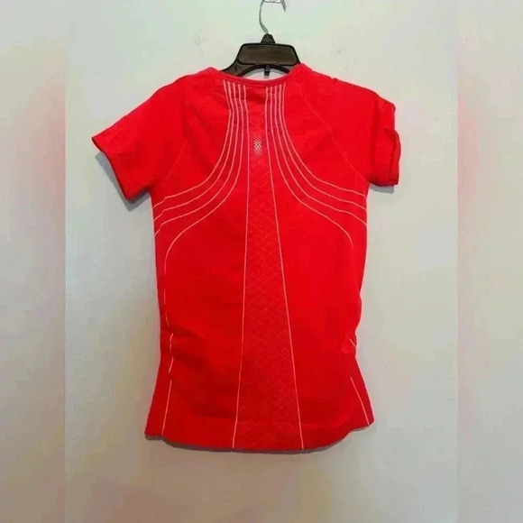 Athleta Finish Fast Line Tee Womens Size Large Pink Neon/Orange Short Sleeve - Picture 4 of 4
